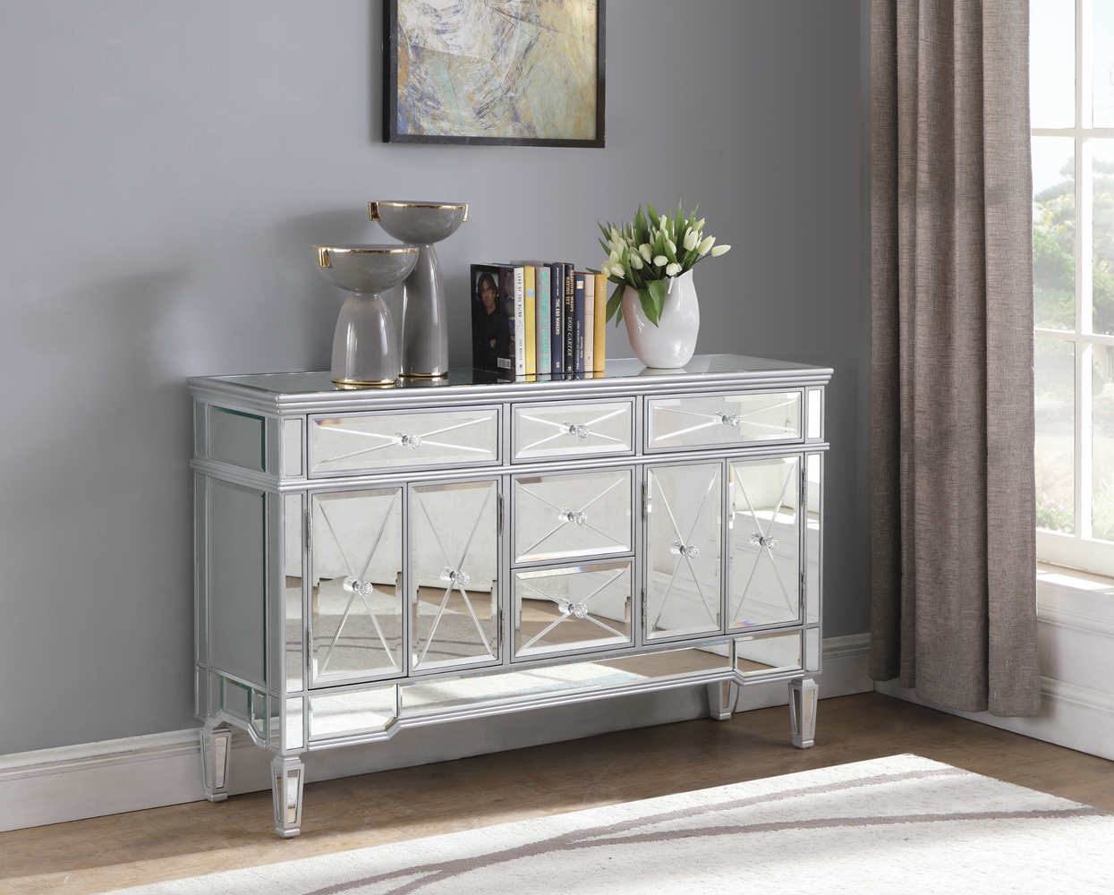 5-Drawer Accent Cabinet Silver