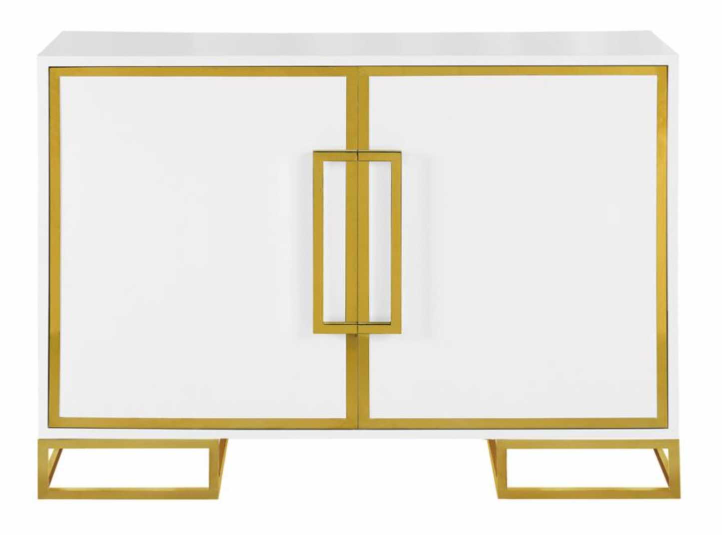 2-door Accent Cabinet with Adjustable Shelves White and Gold