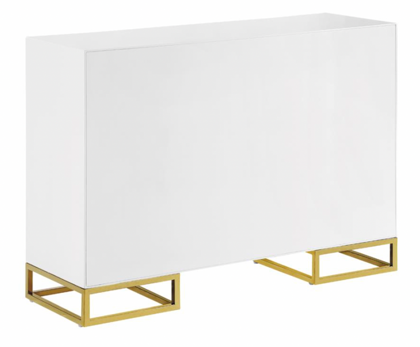 2-door Accent Cabinet with Adjustable Shelves White and Gold