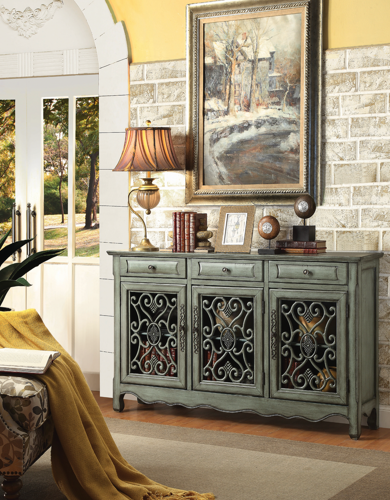 3-Door Accent Cabinet Antique Green