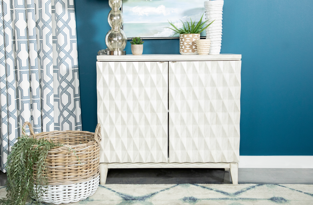 Accent Cabinet With Carved Door Antique White