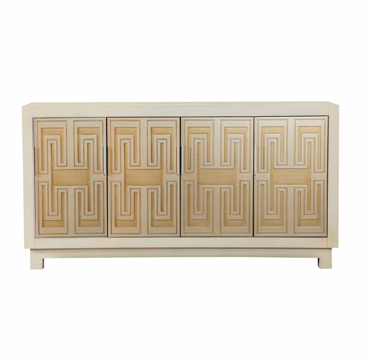 Rectangular 4-Door Accent Cabinet White And Gold