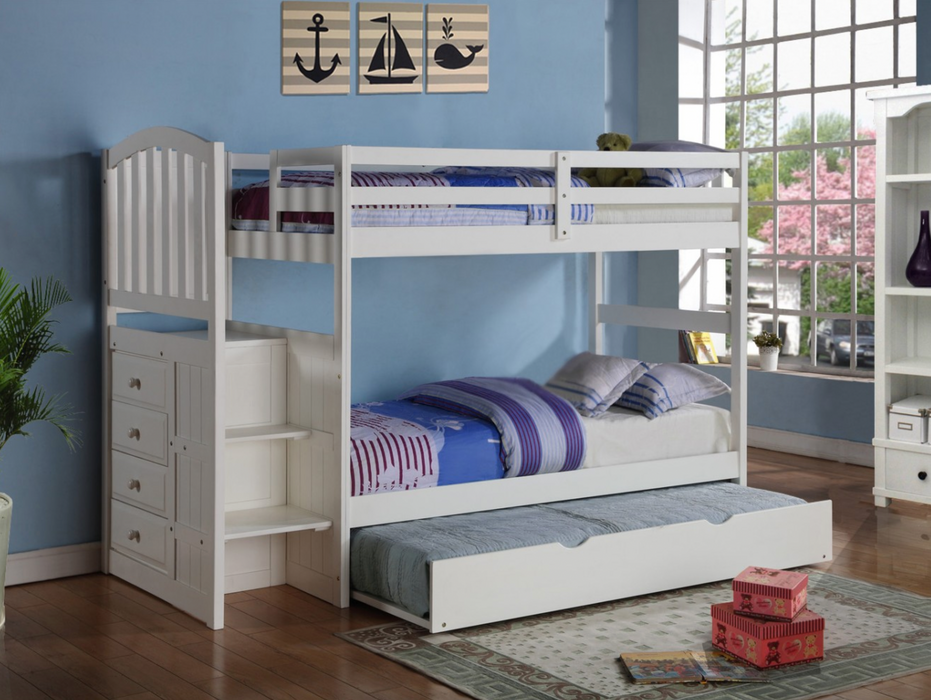 Twin/Twin Arch Mission Stairway Bunkbed With Trundle