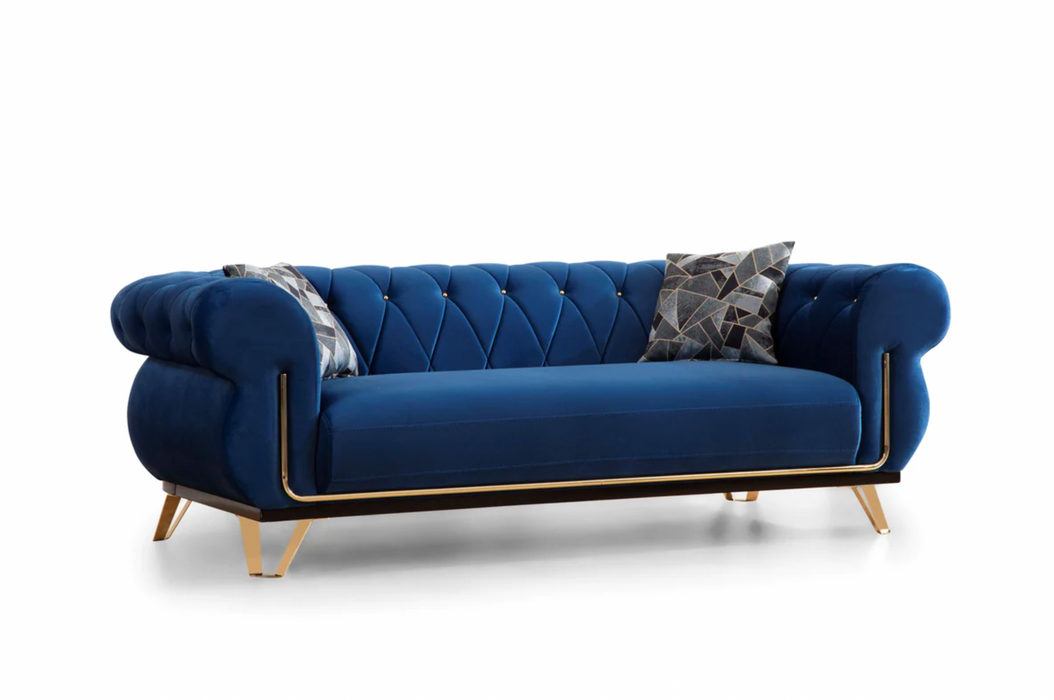 Rosy Navy Velvet Sofa & Loveseat