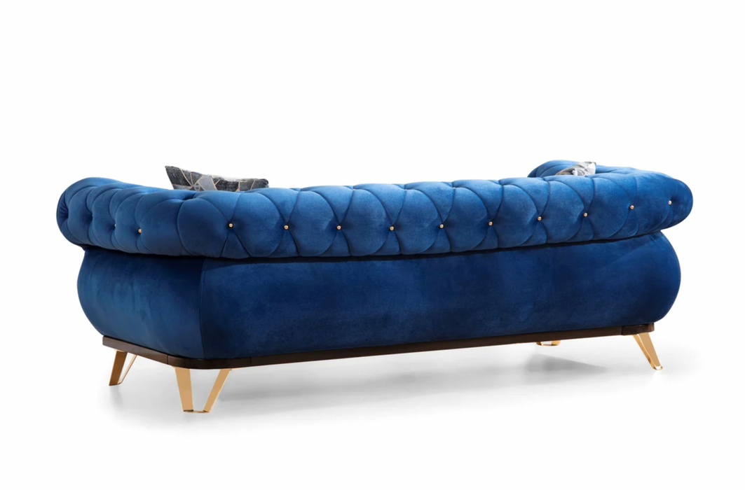 Rosy Navy Velvet Sofa & Loveseat