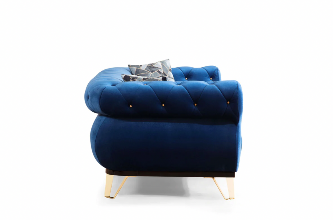 Rosy Navy Velvet Sofa & Loveseat