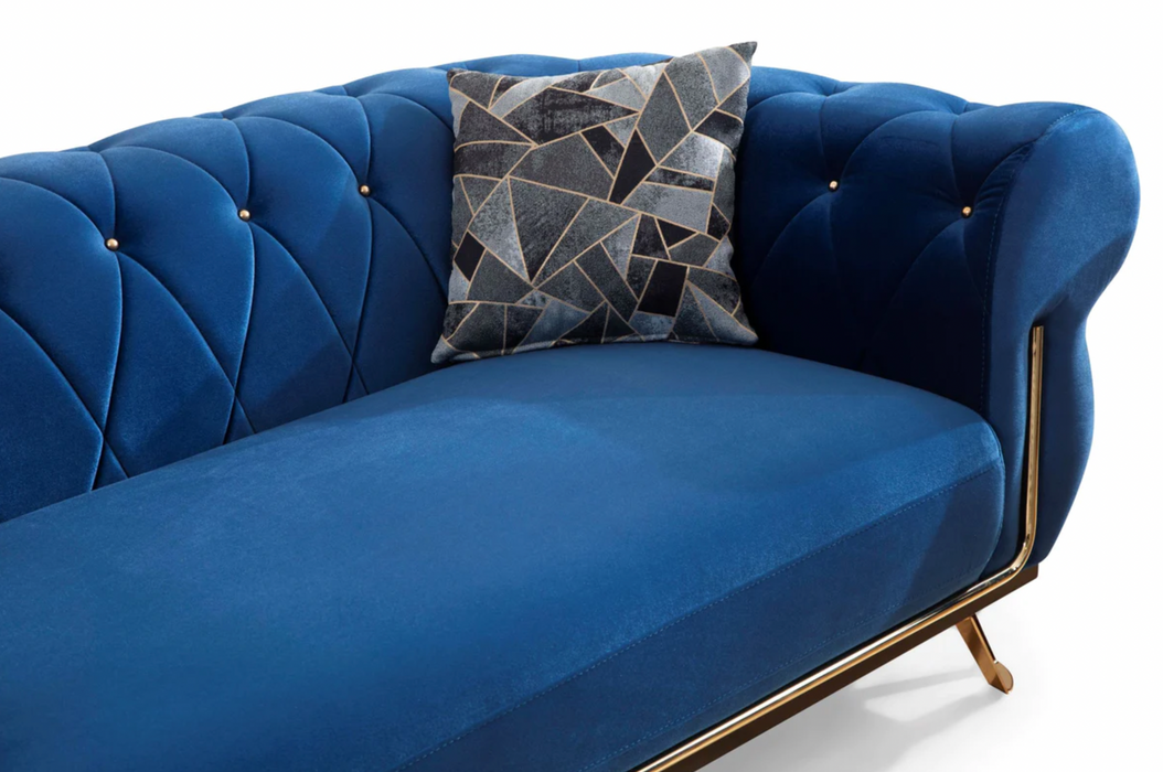 Rosy Navy Velvet Sofa & Loveseat