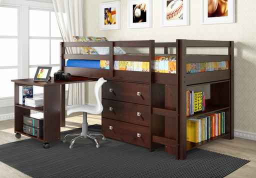 Twin Low Loft Bed Brown