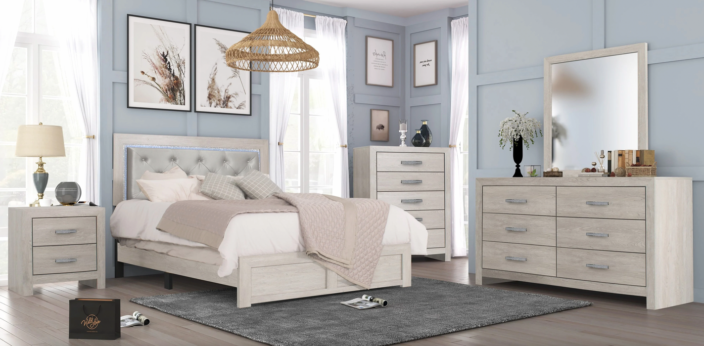 Jaylen Cream LED Panel Queen Bedroom Set