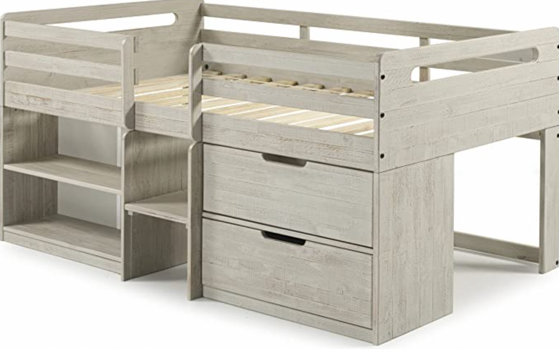 Kids Twin Low Light Loft, Rustic Grey