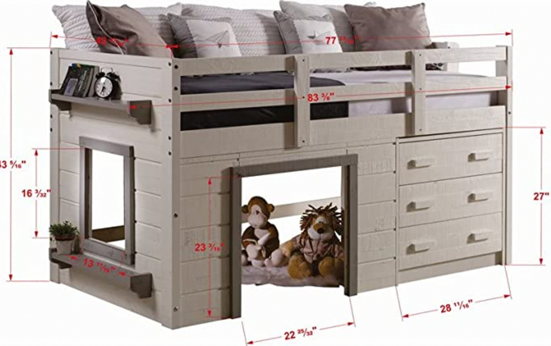 Twin Sweet Dreams LOW LOFT, White/Grey