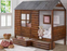 Twin Log Cabin LOW LOFT, Rustic Walnut