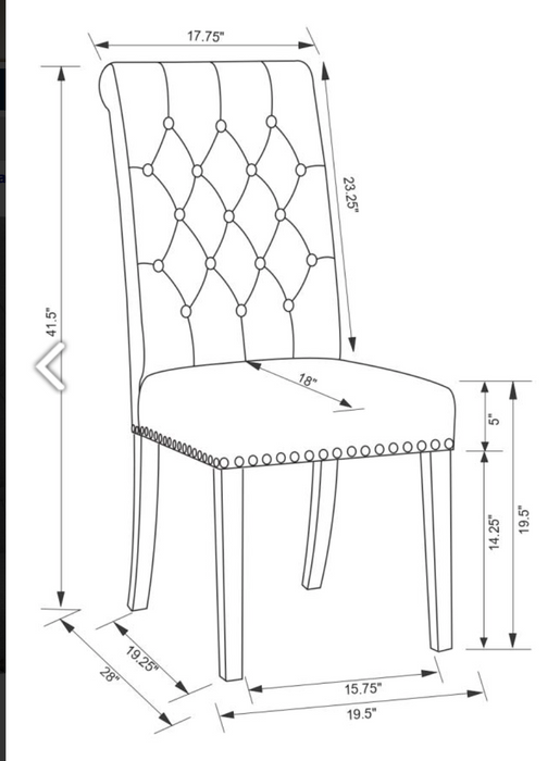 Upholstered Tufted Side Chairs with Nailhead Trim (Set of 2)