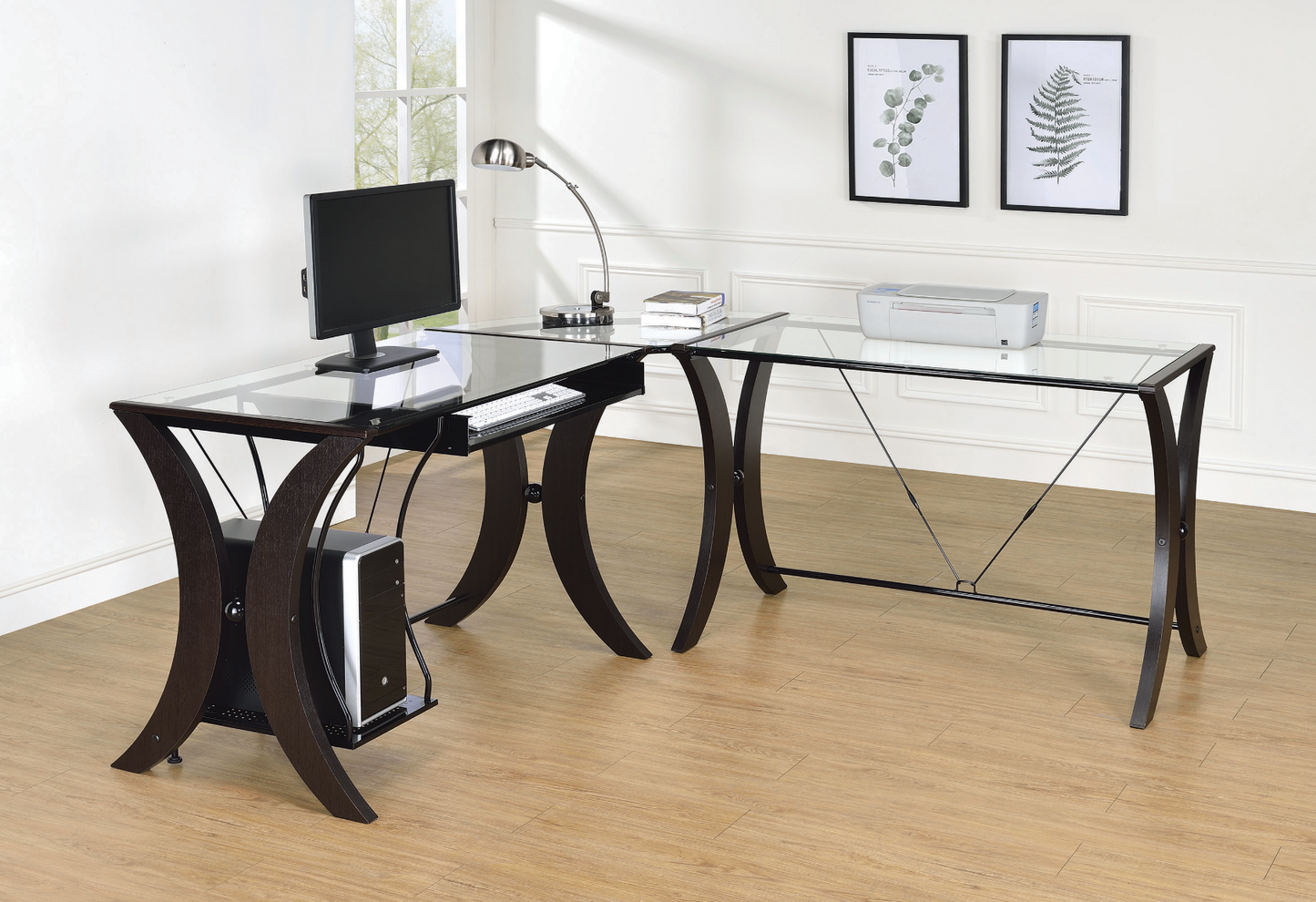 Monterey 3-Piece L-Shaped Computer Desk Set Cappuccino