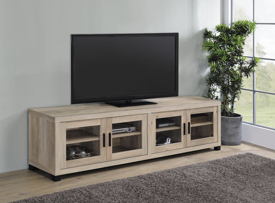 Sachin Rectangular TV Console With Glass Doors