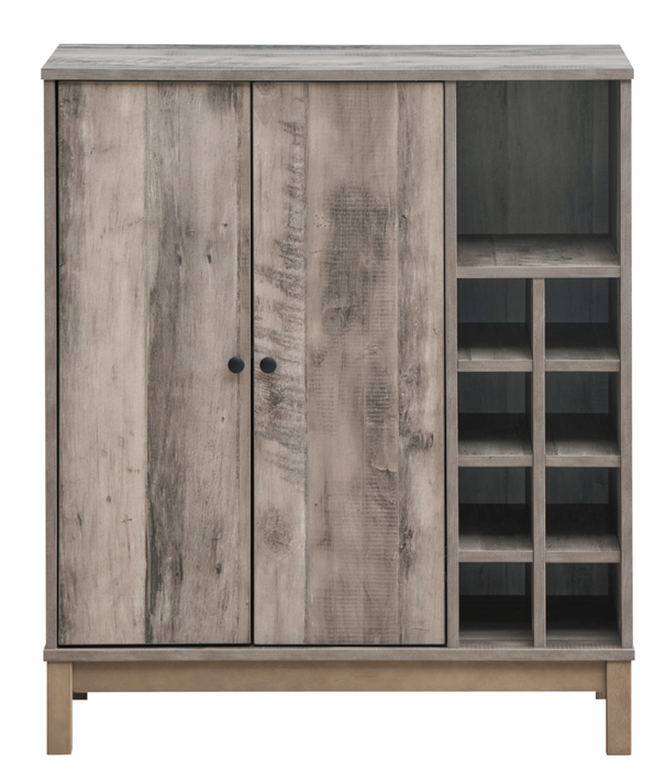 2-Door Wine Cabinet With Stemware Rack Weathered Acacia