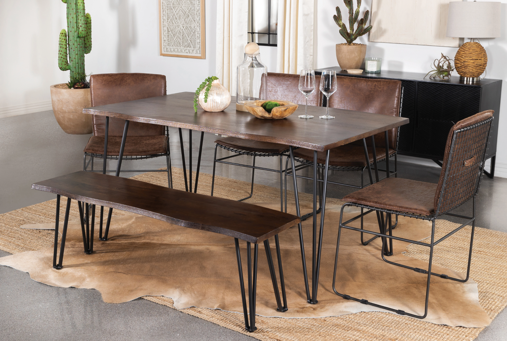 Topeka Live-Edge Dining Table Mango Cocoa And Gunmetal