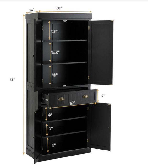 Traditional Freestanding Storage Cabinet with Adjustable Shelves and Drawer