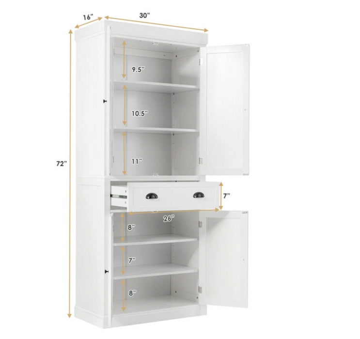 Traditional Freestanding Storage Cabinet with Adjustable Shelves and Drawer