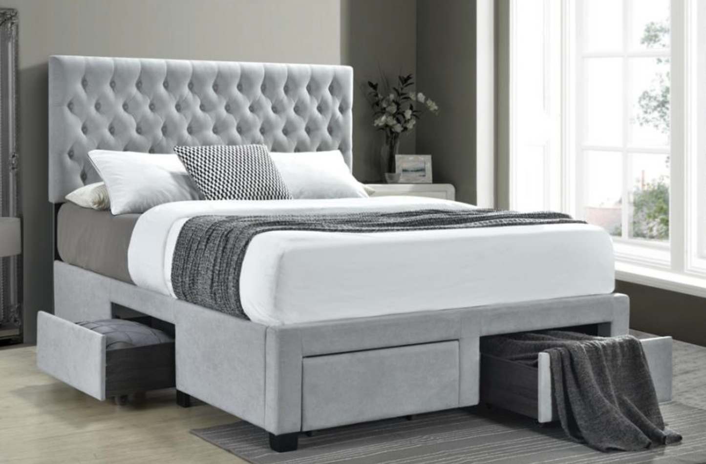 Soledad Full 4-drawer Button Tufted Storage Bed