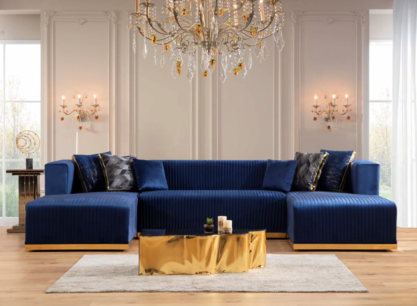 Juliana Velvet Double Chaise Sectional