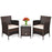 3 Pieces Patio Wicker Rattan Furniture Conversation Set with Coffee Table(clearance)