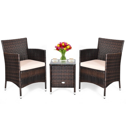 3 Pieces Patio Wicker Rattan Furniture Conversation Set with Coffee Table(clearance)