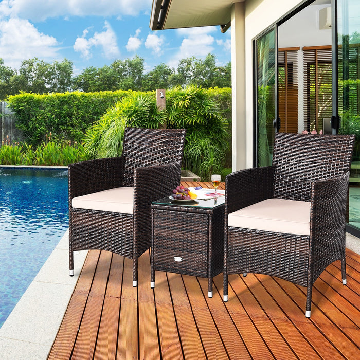 3 Pieces Patio Wicker Rattan Furniture Conversation Set with Coffee Table(clearance)