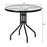 32''Outdoor Patio Round Table Tempered Glass Top W/Umbrella Hole Steel Frame NEW